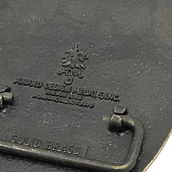 ADM Award Design Medals INC Solid Brass Vintage Belt Buckle Monogram Initial R - Picture 3 of 3